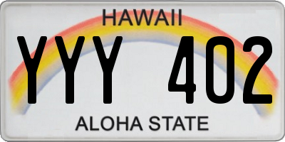 HI license plate YYY402