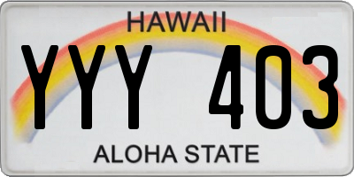HI license plate YYY403