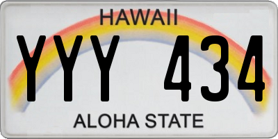HI license plate YYY434