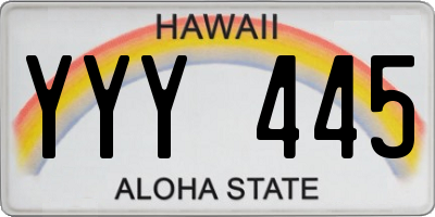 HI license plate YYY445