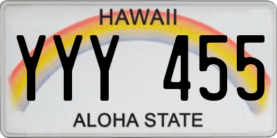 HI license plate YYY455