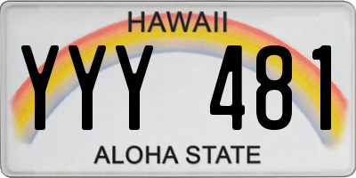 HI license plate YYY481