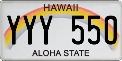 HI license plate YYY550