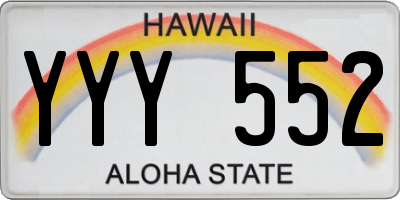 HI license plate YYY552