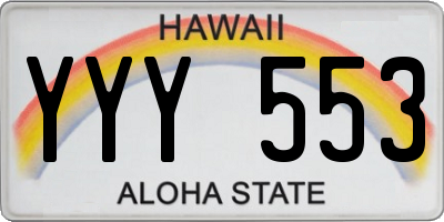 HI license plate YYY553