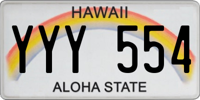 HI license plate YYY554