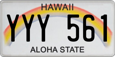 HI license plate YYY561