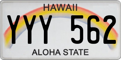 HI license plate YYY562