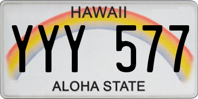 HI license plate YYY577
