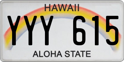 HI license plate YYY615