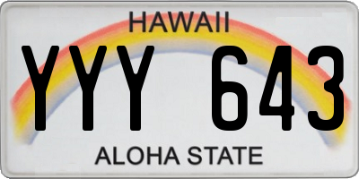 HI license plate YYY643