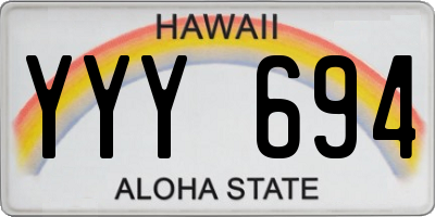 HI license plate YYY694