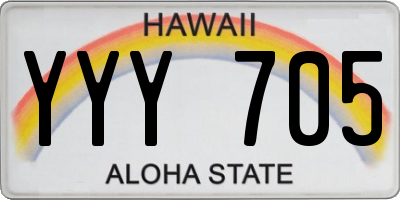 HI license plate YYY705