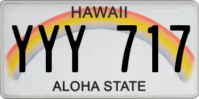HI license plate YYY717