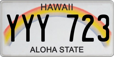 HI license plate YYY723