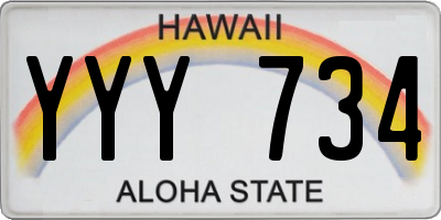 HI license plate YYY734