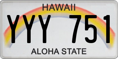HI license plate YYY751