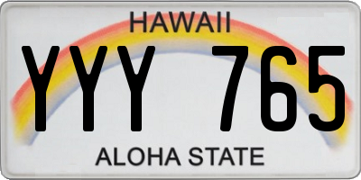 HI license plate YYY765
