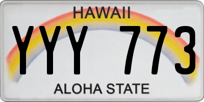 HI license plate YYY773