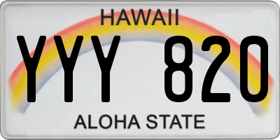 HI license plate YYY820