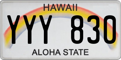 HI license plate YYY830