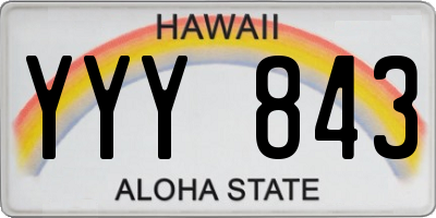 HI license plate YYY843