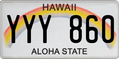 HI license plate YYY860