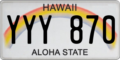 HI license plate YYY870