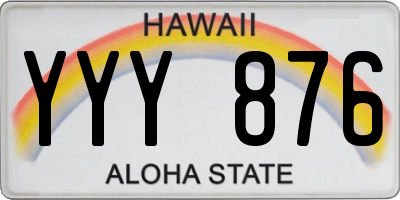 HI license plate YYY876