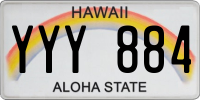 HI license plate YYY884