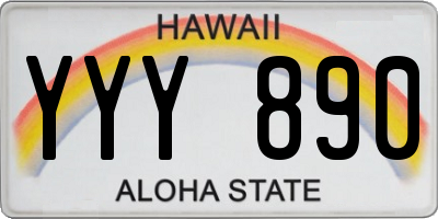 HI license plate YYY890