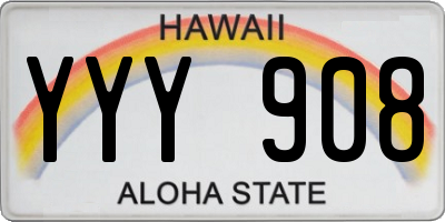 HI license plate YYY908