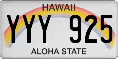 HI license plate YYY925