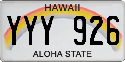 HI license plate YYY926