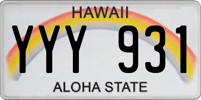 HI license plate YYY931