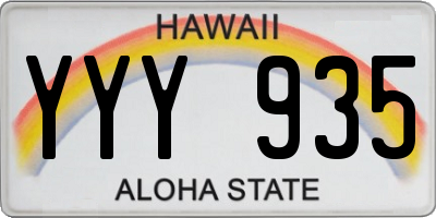 HI license plate YYY935