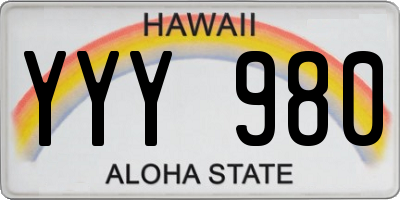 HI license plate YYY980