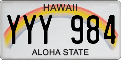 HI license plate YYY984