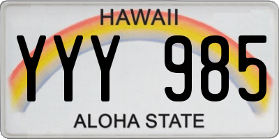 HI license plate YYY985