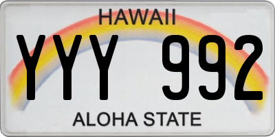 HI license plate YYY992