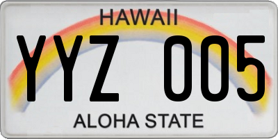 HI license plate YYZ005