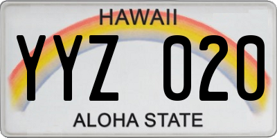 HI license plate YYZ020