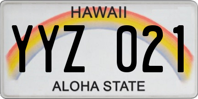 HI license plate YYZ021