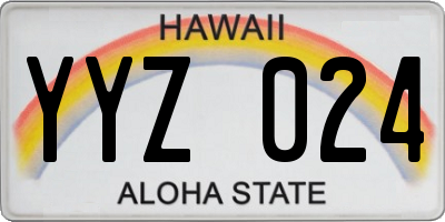 HI license plate YYZ024
