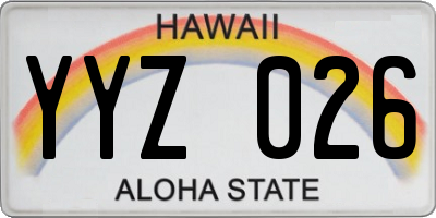 HI license plate YYZ026