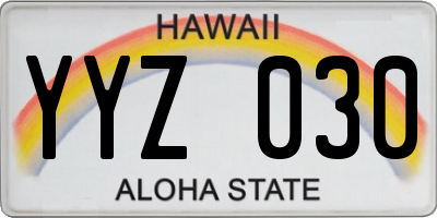 HI license plate YYZ030