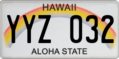 HI license plate YYZ032