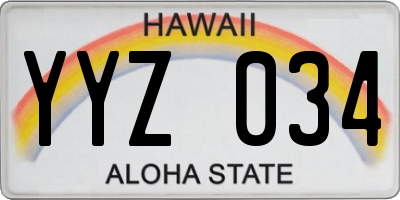 HI license plate YYZ034