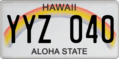 HI license plate YYZ040