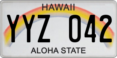 HI license plate YYZ042